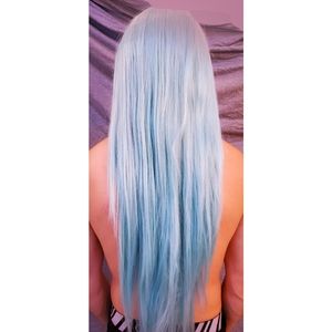 Lit Unicorn Light Blue Long Wig